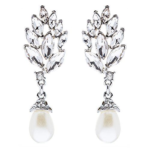 Bridal Wedding Jewelry Crystal Rhinestone Pearl Earrings