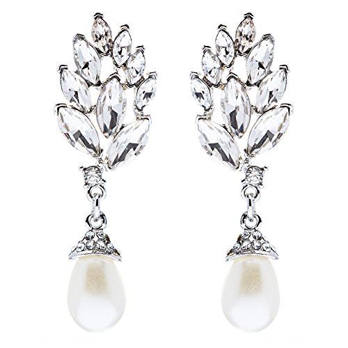 Bridal Wedding Jewelry Crystal Rhinestone Pearl Earrings
