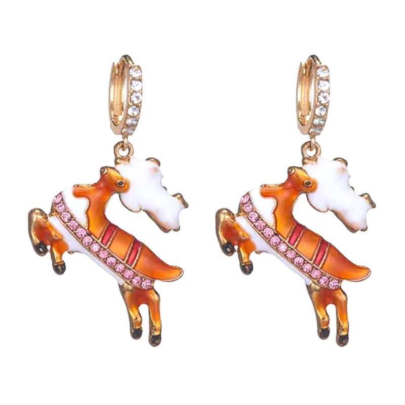 Christmas Jewelry Crystal Rhinestone Cute Adorable Reindeer Dangle E1224 Brown