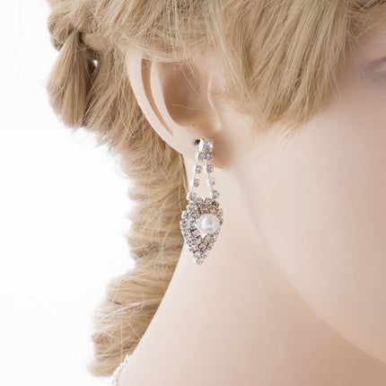 Bridal Wedding Jewelry Set Elegant Rhinestone Pearl - Accessoriesforever