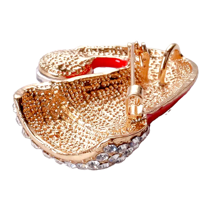 Christmas Jewelry Crystal Rhinestone Hat Charm Brooch Pin BH234 Red - Accessoriesforever