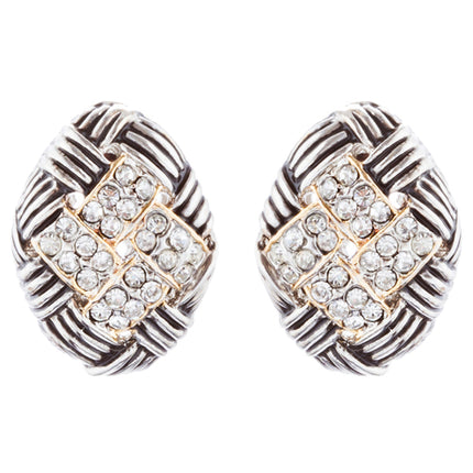 Sophisticated Classic Gorgeous Two-Tone Crystal Rhinestone Earrings E1001 GDSV