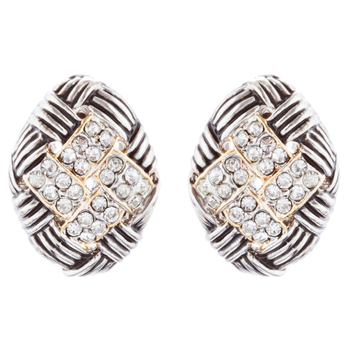 Sophisticated Classic Gorgeous Two-Tone Crystal Rhinestone Earrings E1001 GDSV
