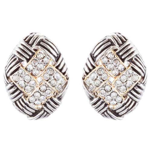 Sophisticated Classic Gorgeous Two-Tone Crystal Rhinestone Earrings E1001 GDSV