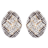 Sophisticated Classic Gorgeous Two-Tone Crystal Rhinestone Earrings E1001 GDSV