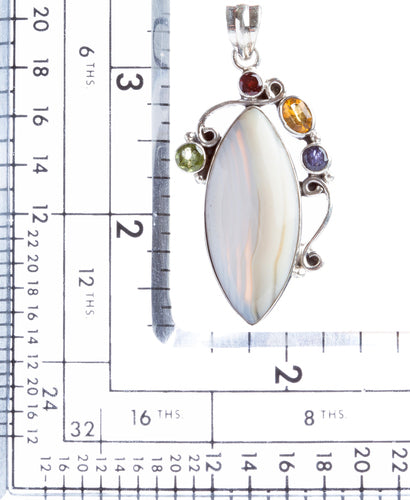 925 Sterling Silver Natural Gemstones Agate Multigems Pendant FJSVP2103 - Accessoriesforever