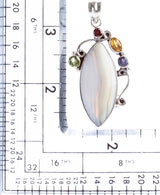 925 Sterling Silver Natural Gemstones Agate Multigems Pendant FJSVP2103