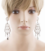Bridal Wedding Jewelry Crystal Rhinestone Stunning Long Links Dangle Earrings