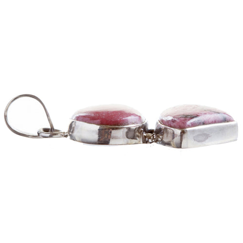 925 Sterling Silver Natural Gemstones Pink Rhodonite Pendant FJSVP2079