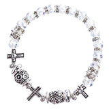 Cross Jewelry Crystal Rhinestone Fascinating Stretch Bracelet B463 White