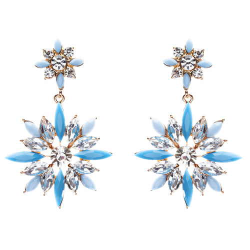 Modern Fashion Crystal Rhinestone Elegantly Crafted Star Earrings E808 Blue