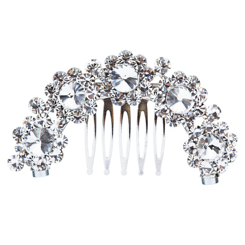 Bridal Wedding Jewelry Crystal Flower RD Wreath Magnetic Clasp Hair Pin Silver - Accessoriesforever