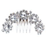 Bridal Wedding Jewelry Crystal Flower RD Wreath Magnetic Clasp Hair Pin Silver