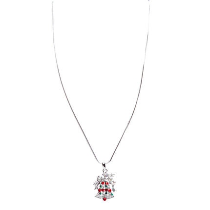 Christmas Jewelry Crystal Rhinestone Bells Pendant Charm Necklace N61 Silver - Accessoriesforever