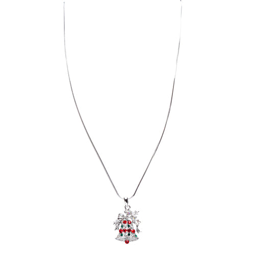 Christmas Jewelry Crystal Rhinestone Bells Pendant Charm Necklace N61 Silver - Accessoriesforever