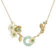 Garden Flower Leaf Crystal Bead Handmade Necklace Green