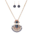 Unique Fashion Crystal Rhinestone Fan Charm Necklace And Earrings JN222 Gray