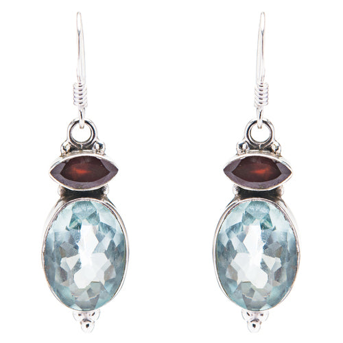925 Sterling Silver Natural Gemstones Quartz Dangle Earrings FJSVE2097