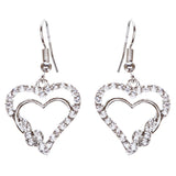 Valentines Jewelry Beautiful Crystal Rhinestone Hearts Earrings E907 Silver