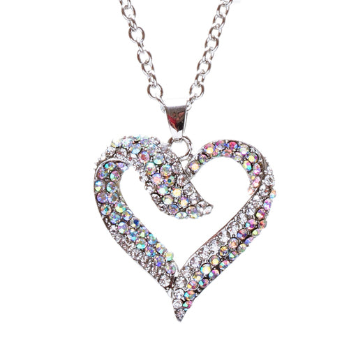 Valentines Jewelry Crystal Rhinestone Beautiful Heart Pendant Necklace N90 SV