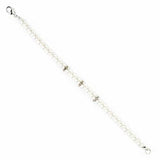 Bridal Wedding Jewelry Crystal Rhinestone Pearl Single Linear Bracelet Silver