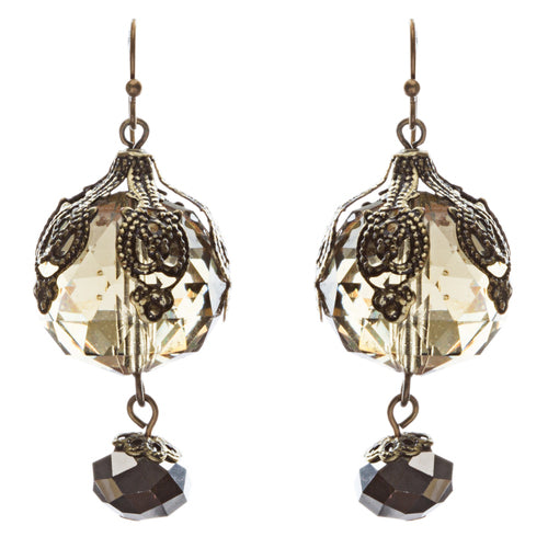 Contemporary Fashion Stunning Linear Glass Beads Dangle Earrings E840 Olive
