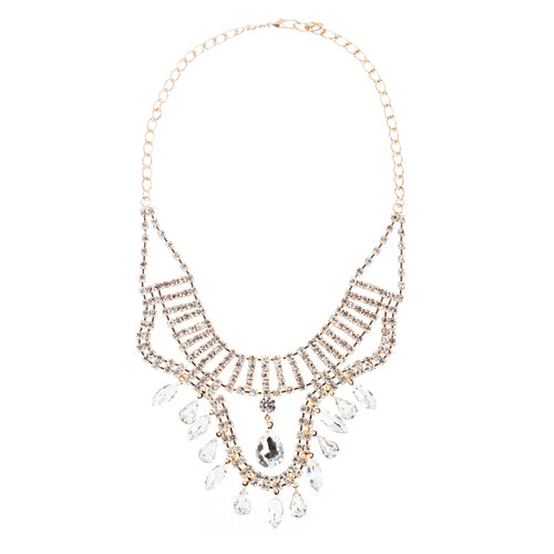 Bridal Wedding Jewelry Crystal Rhinestone Breathtaking Tear Drop Necklace J517GD