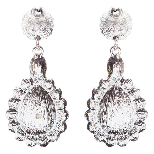 Beautiful Glamorous Bridal Crystal Rhinestone Teardrop Dangle Earrings Silver - Accessoriesforever