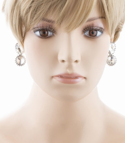 Bridal Wedding Jewelry Prom Simple Sparkle Fashion Dangle Earrings E974 Silver - Accessoriesforever