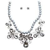 Bridal Wedding Jewelry Crystal Rhinestone Captivating Floral Bib Necklace J509GR