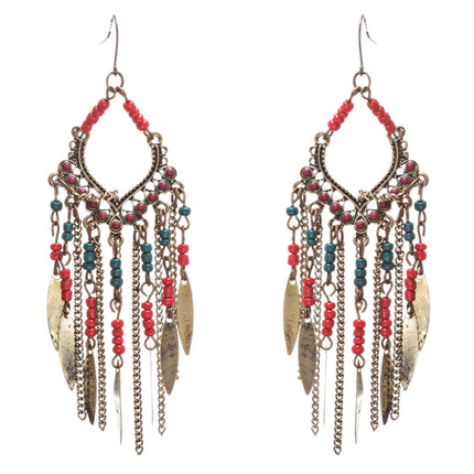 Chic Trendy Statement Fashion Dangling Chains Bead Earrings E953 Multi