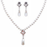 Bridal Wedding Jewelry Set Crystal Pearl Linear Teardrop Necklace