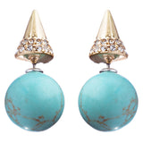 Fancy Jewelry Crystal Rhinestone Polished Cone Shape Design Earrings E865 TQ