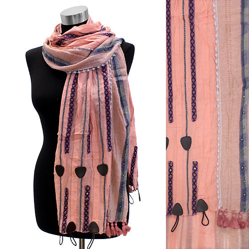 Short Tassel Hand Crafted Fashion Design Scarf Pink