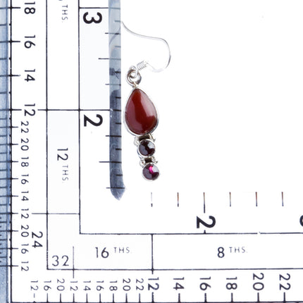 925 Sterling Silver Natural Gemstones Coral Dangle Earrings FJSVE2115 - Accessoriesforever
