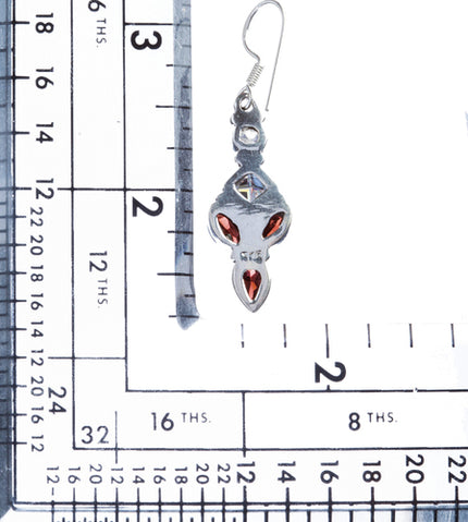 925 Sterling Silver Gemstones Natural Topaz Garnet Moonstone Earrings FJSE2171