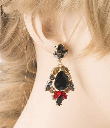 Modern Fashion Crystal Rhinestone Stylish Dangle Earrings E707 Black - Accessoriesforever
