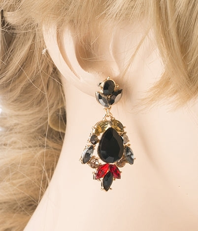 Modern Fashion Crystal Rhinestone Stylish Dangle Earrings E707 Black