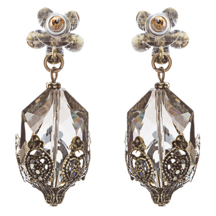 Contemporary Fashion Uniquely Charming Floral Design Dangle Earrings E835 Gray - Accessoriesforever