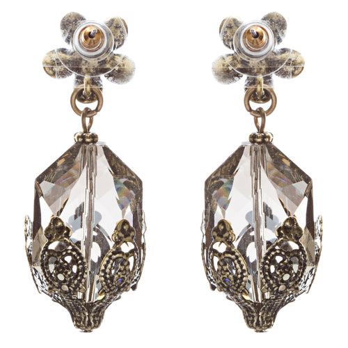 Contemporary Fashion Uniquely Charming Floral Design Dangle Earrings E835 Gray - Accessoriesforever