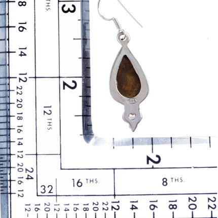 925 Sterling Silver Natural Gemstones Jasper Dangle Earrings FJSVE2155 - Accessoriesforever