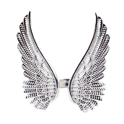 Adorable Cute Dazzle Crystal Rhinestone Angel Wing Design Fashion Ring  Silver