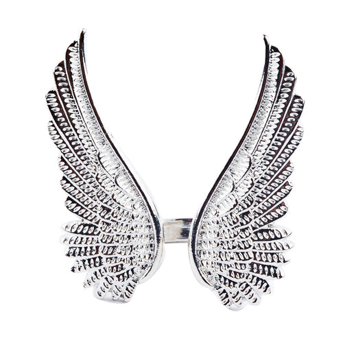 Adorable Cute Dazzle Crystal Rhinestone Angel Wing Design Fashion Ring  Silver