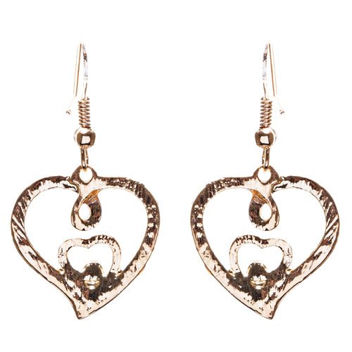 Adorable Valentine Theme Fashion Crystal Rhinestone Heart Earrings E908 Gold