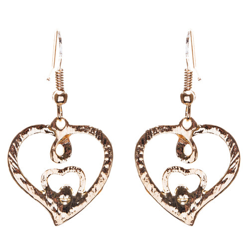 Adorable Valentine Theme Fashion Crystal Rhinestone Heart Earrings E908 Gold