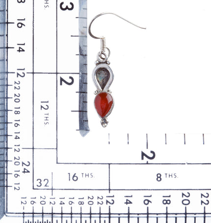 925 Sterling Silver Natural Gemstones Carnelian Dangle Earrings FJSVE2194