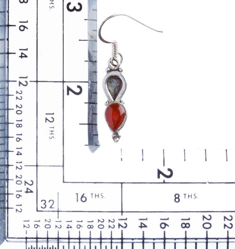 925 Sterling Silver Natural Gemstones Carnelian Dangle Earrings FJSVE2194