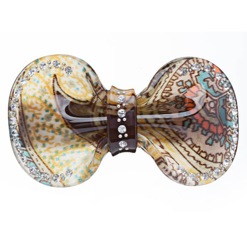 Woman Hair Barrette Clip Floral Ribbon Green NEW - Accessoriesforever