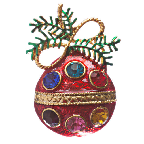 Christmas Jewelry Crystal Rhinestone Ornament Charm Brooch Pin BH147 Red