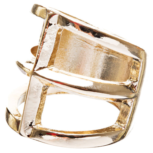 Trendy Square Shaped Hollow Design Statement Fashion Size 8 Ring R215 Gold - Accessoriesforever